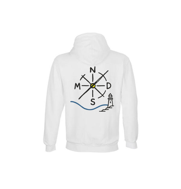 Sudadera NMDS 24/7 infantil blanca con capucha vista trasera