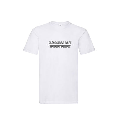 Camiseta Nómadas Ferrol blanca vista frontal con logo