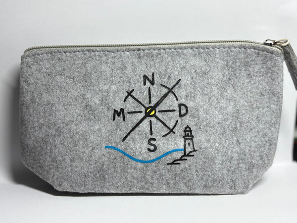 Neceser NMDS 24/7 gris con diseño de brújula