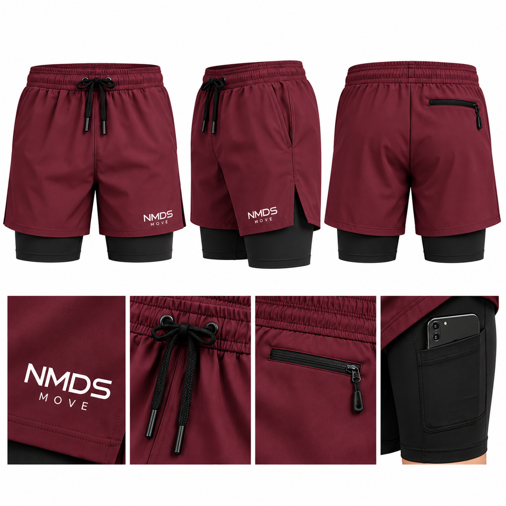 Short deportivo 2 en 1 NMDS MOVE burdeos