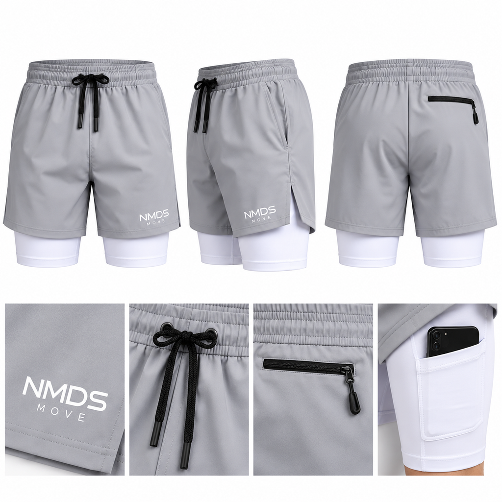 Short deportivo 2 en 1 NMDS MOVE gris