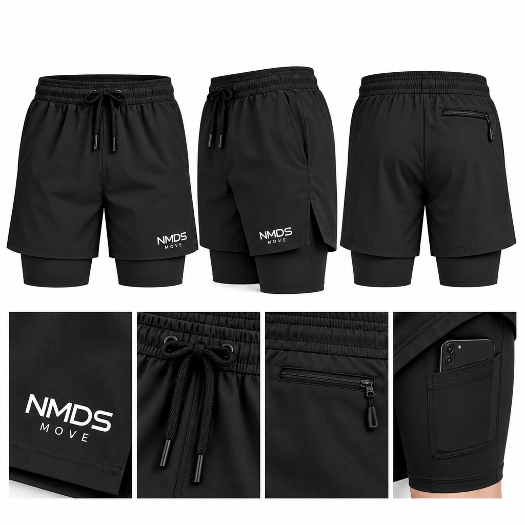 Short deportivo 2 en 1 NMDS MOVE negro
