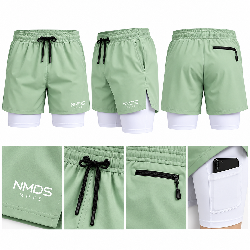 Short deportivo 2 en 1 NMDS MOVE verde claro