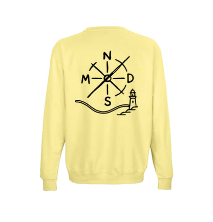 Sudadera Nómadas 24/7 amarilla vista trasera con logo