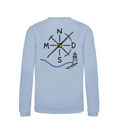 Sudadera NMDS Kids azul cuello redondo vista trasera con logo