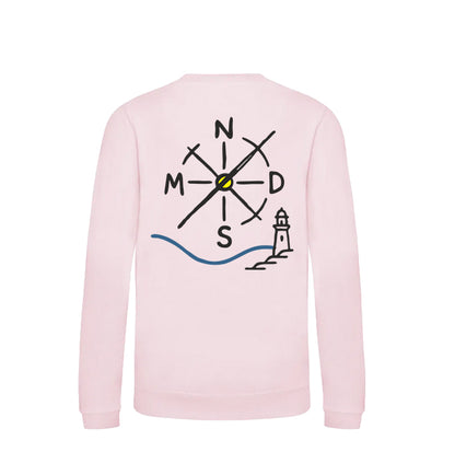 Sudadera NMDS Kids rosa cuello redondo vista trasera con logo