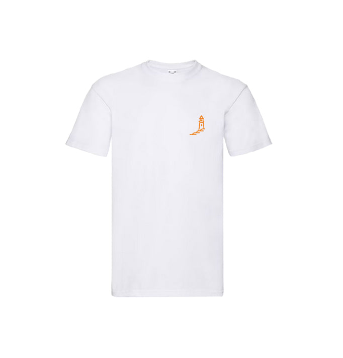 Vista frontal de la camiseta blanca Amanecer Atlántico