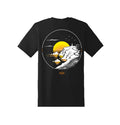 Vista trasera de la camiseta negra Amanecer Atlántico con diseño costero