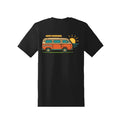 Vista trasera de la camiseta negra Road Trip Classic con diseño de furgoneta