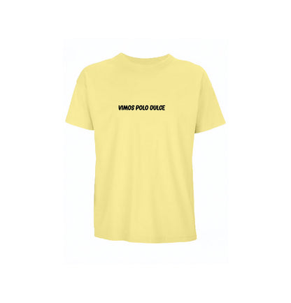 Camiseta Cleander Oversize amarilla vista frontal con logo