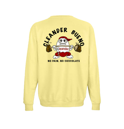 Sudadera Cleander cuello redondo amarilla vista trasera con logo