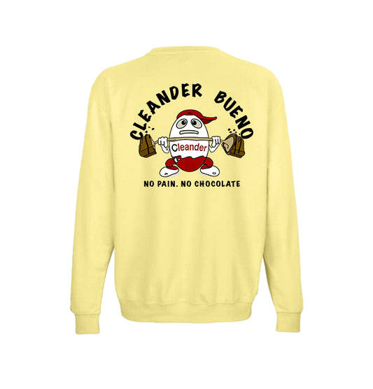 Sudadera Cleander cuello redondo amarilla vista trasera con logo