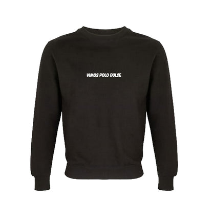 Sudadera Cleander cuello redondo negra vista frontal unisex